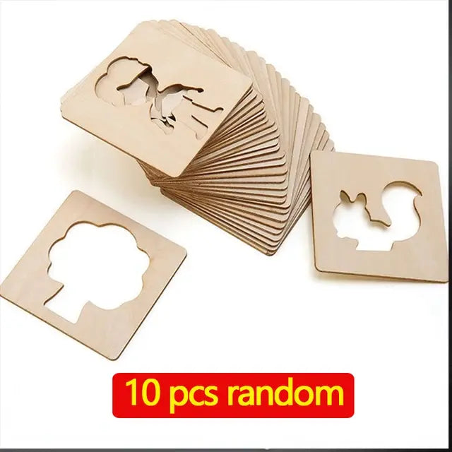 Montessori Wooden Painting Stencils