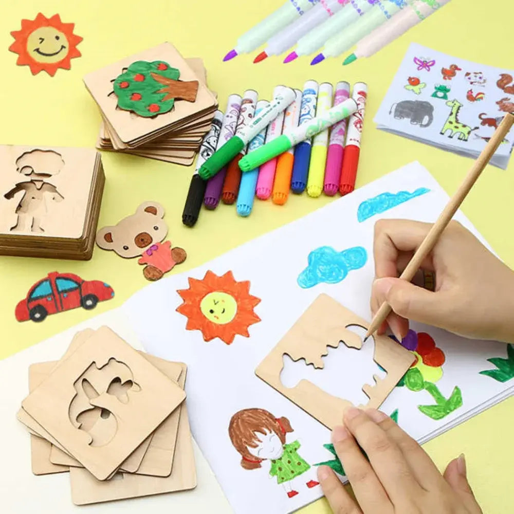 Montessori Wooden Painting Stencils